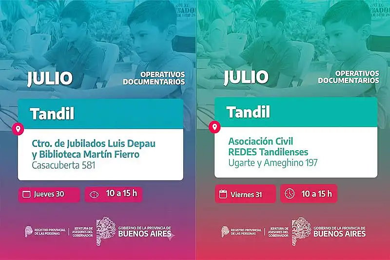 dos Realizarán nuevos operativos documentarios gratuitos en Tandil: fechas, lugares y ...